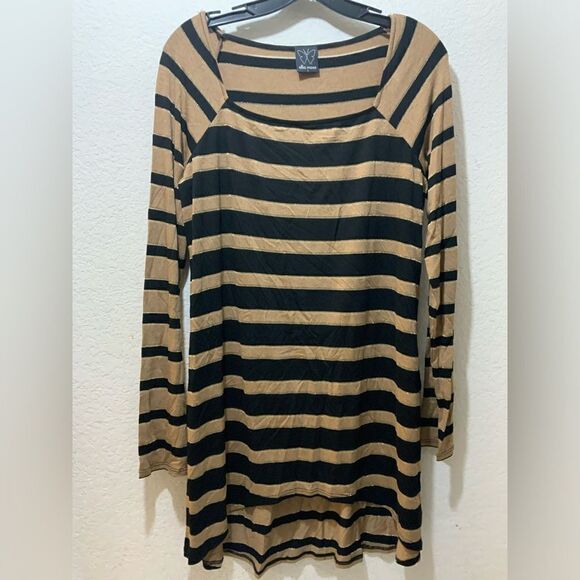 Ella Moss Striped  long sleeves Dress Size L - Picture 1 of 10